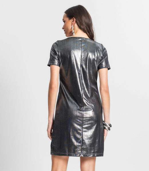 Vestido Feminino Metalizado Endless Cinza