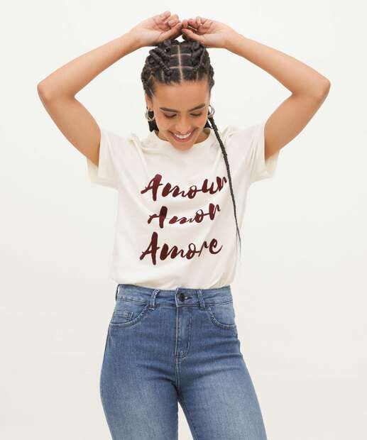 Blusa Feminina Estampa Frase Manga Curta Marisa