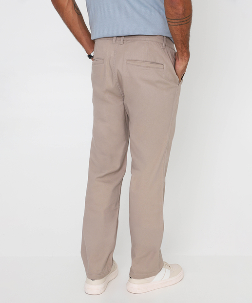 Calça Masculina Slim Sarja Chino Bolsos Marisa Bege