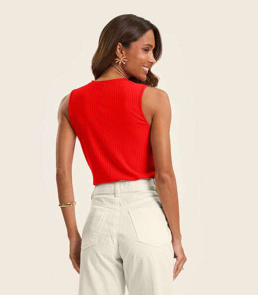 Regata Feminina Ribana Canelada Rovitex Laranja