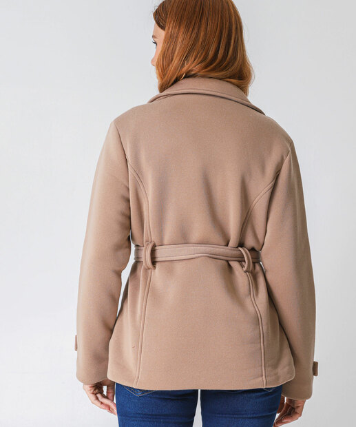 Casaco Feminino Trench Coat Moletom Marisa Marrom