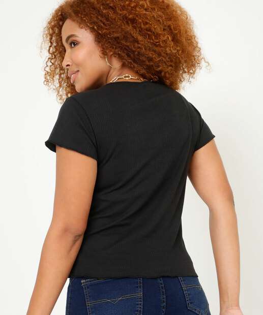 Blusa Feminina Canelada Manga Curta Marisa