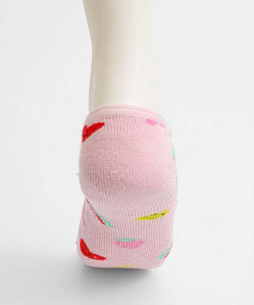 Meia Sapatilha Infantil Antiderrapante Marisa Rosa