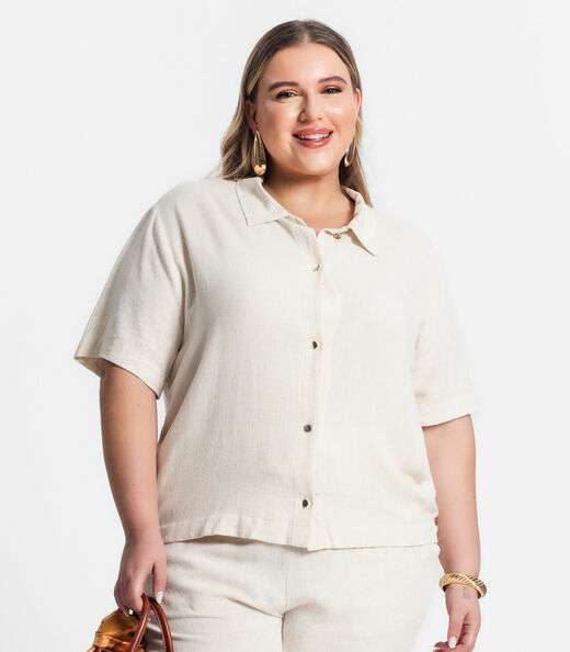 Camisa Linho Strong Feminina Secret Glam Bege