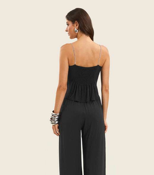 Blusa de Alça Feminina Viscose Creponada Endless Preto