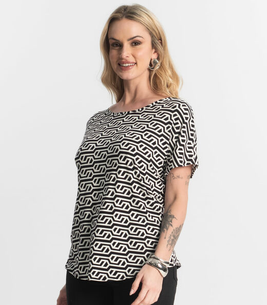 Blusa Feminina Estampada Rovitex Preto