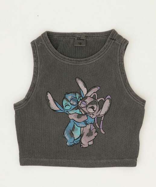 Blusa Juvenil Estonada Angel E Stitch Disney Tam 10 a 16
