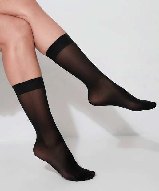 Kit 3 Pares Meias 3/4 Feminina Social Fio 20 Marisa Preto