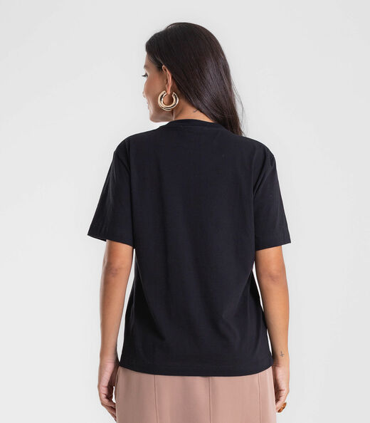 Camiseta T-shirt Feminina Com Estampa Endless Preto