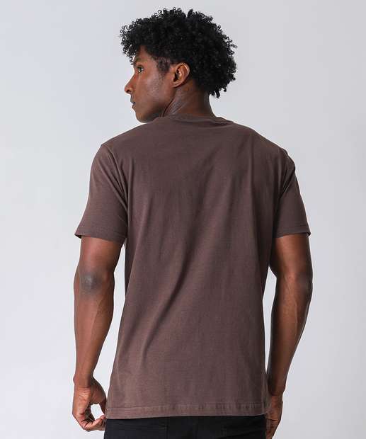 Camiseta Masculina Estampa Frontal Gangster Marrom