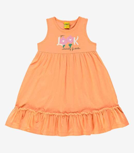 Vestido Menina Meia Malha Rovi Kids Laranja