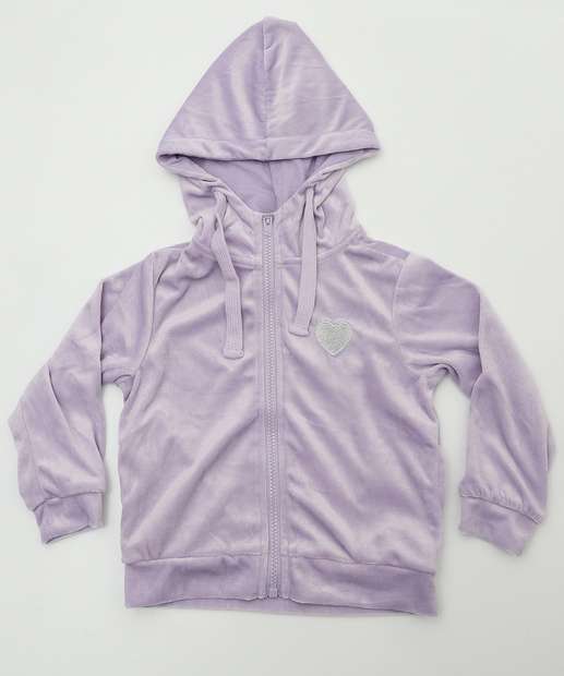 Conjunto Infantil Plush Capuz Zíper Marisa Tam 1 a 3 Lilás