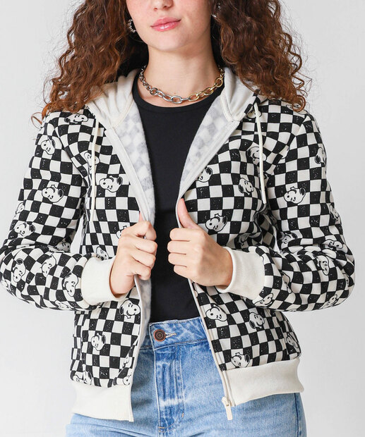 Casaco Feminino Moletom Capuz Snoopy Preto