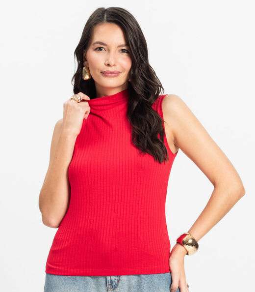 Blusa em Ribana Canelada Rovitex Vermelho