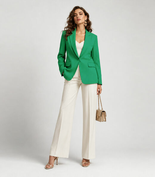 Blazer Alongado Feminino Em Alfaiataria Aishty Verde