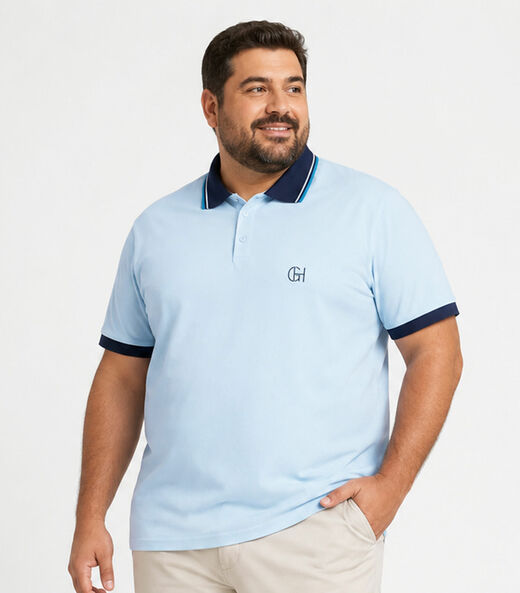Image_Camisa Polo Masculina Plus Size Manga Curta Select Azul