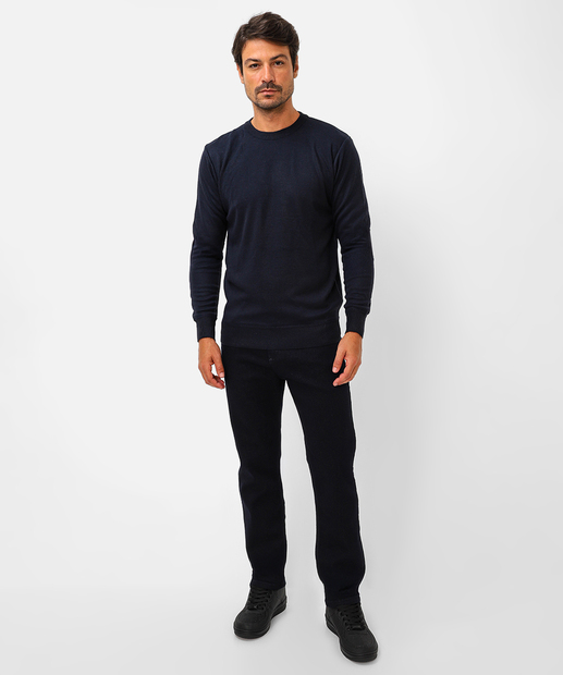 Suéter Masculino Tricô Básico Azul