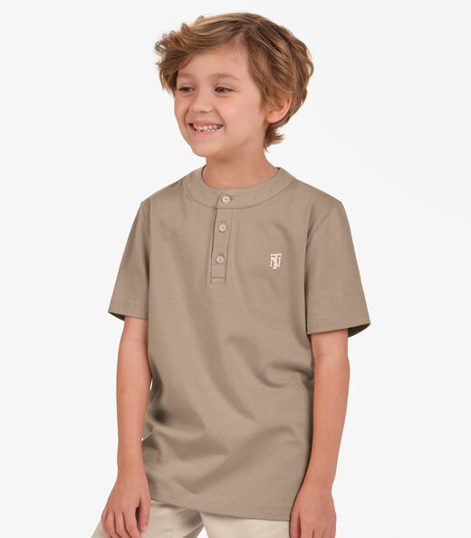 Camiseta Meia Malha Menino Trick Nick Marrom