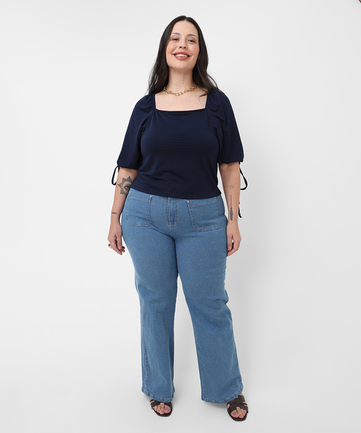 Image_Calça Plus Size Feminina Wide Leg Petit Jeans Biotipo Azul