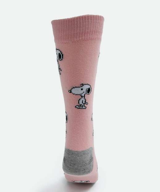Meia Cano Longo Feminina Estampada Snoopy