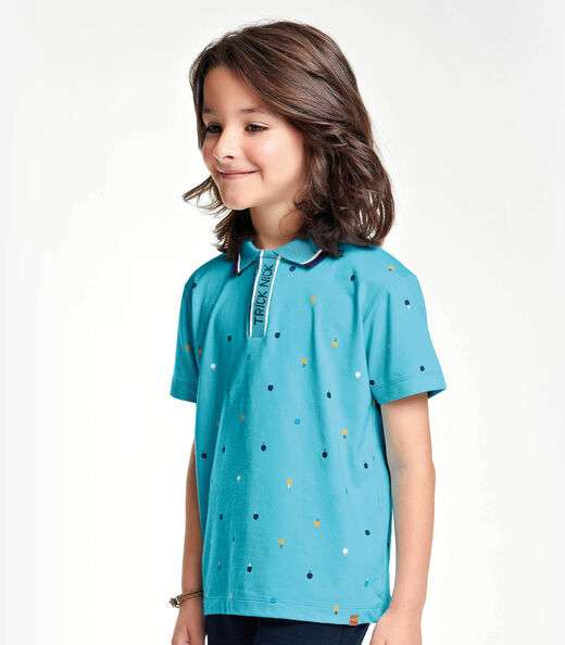 Camisa Polo Infantil Trick Nick Azul