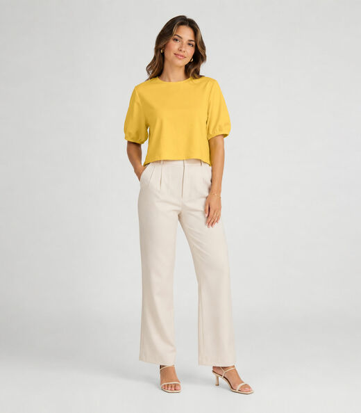 Blusa Feminina Em Tecido Henera Infinita Cor Amarelo