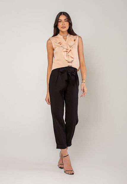 Regata Alfaiataria Com Babados Salmão Salvatore