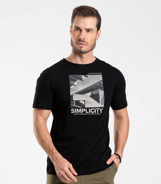 Camiseta Meia Malha Masculina Diametro Preto