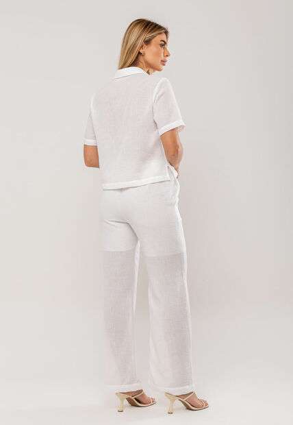 Conjunto Camisa Manga Curta e Calça Pantalona Branco Salvatore