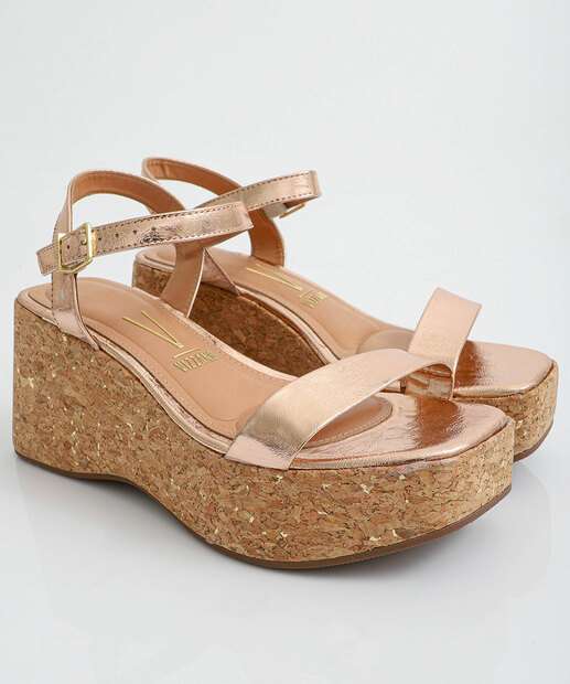 Sandália Feminina Plataforma Metalizada Vizzano