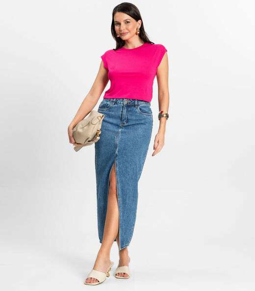 Blusa Básica Feminina Viscotorcion Rovitex Rosa