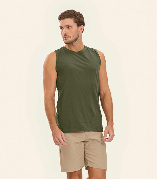 Regata Masculina Básica Meia Malha Diametro Verde