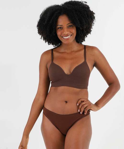 Sutiã Top Sem Costura Alongado Marisa Marrom