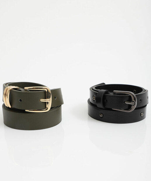 Image_Kit 2 Cintos Feminino Tachas Marisa Preto