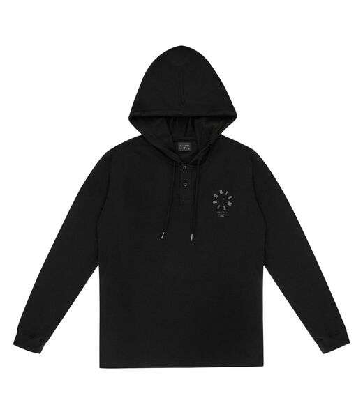 Camiseta Masculina Manga Longa Com Capuz Diametro Preto