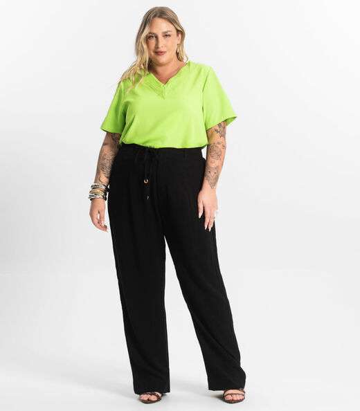 Blusa Manga Curta Plus Size Secret Glam Verde