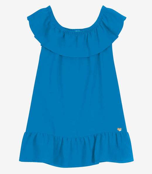 Vestido Ciganinha Com Babados Trick Nick Azul