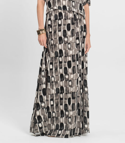 Saia Longa Feminina Estampada Endless Preto