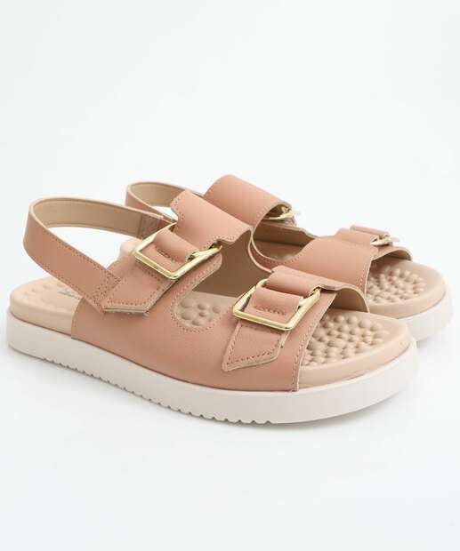 Sandália Flatform Feminina Fivela Modare Bege