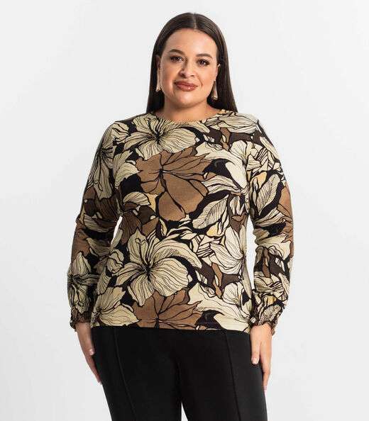 Image_Blusa Plus Size Manga Longa Feminina Secret Glam Marrom