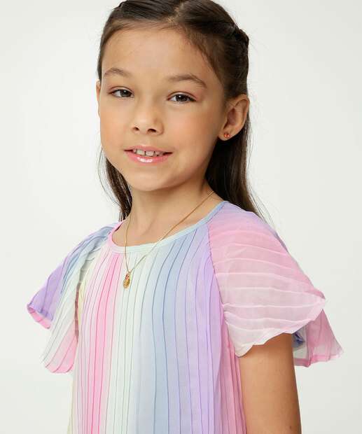 Vestido Infantil Chiffon Degradê Marisa Tam 4 a 10 