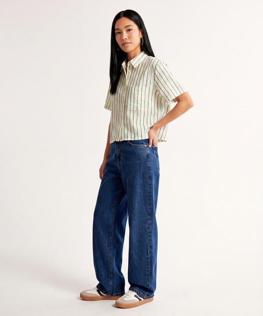 Camisa Cropped Feminina Listrada Manga Curta Marisa