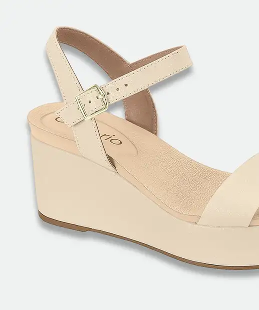 Sandália Flatform Feminina Tiras Beira Rio Bege