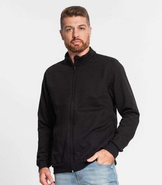 Jaqueta Masculina Em Moletom Rovitex Preto