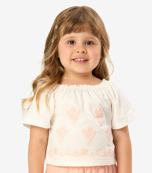 Conjunto Infantil Shorts Com Blusa Rovi Kids Bege