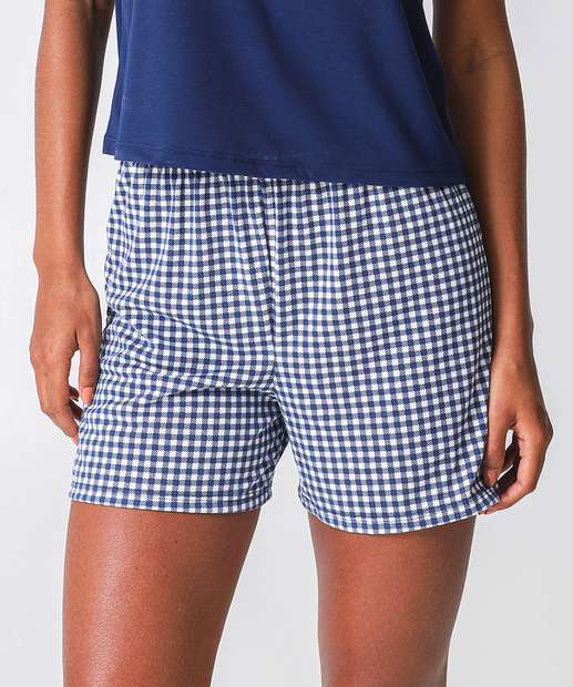 Pijama Feminino Estampa Xadrez Alças Finas Marisa