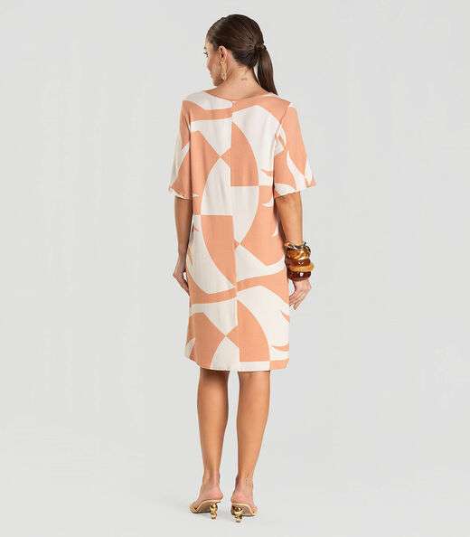 Vestido Feminino Estampado Infinita Cor Marrom