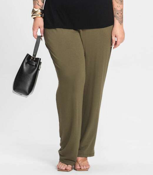Calça Feminina Plus Size Em Molecotton Secret Glam Verde