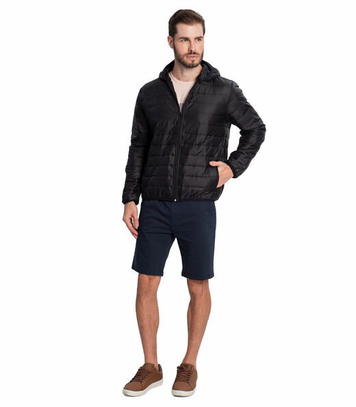Jaqueta Puffer Masculina com Capuz Diametro Preto