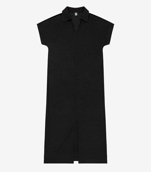 Vestido Midi em Visco Creponada Rovitex Preto